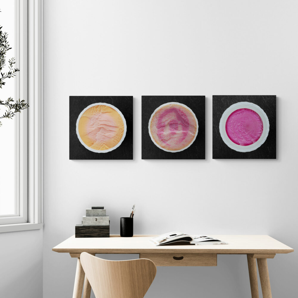 Drei Fineartprints von Birdiehook in apricot-rose-pink-Tönen